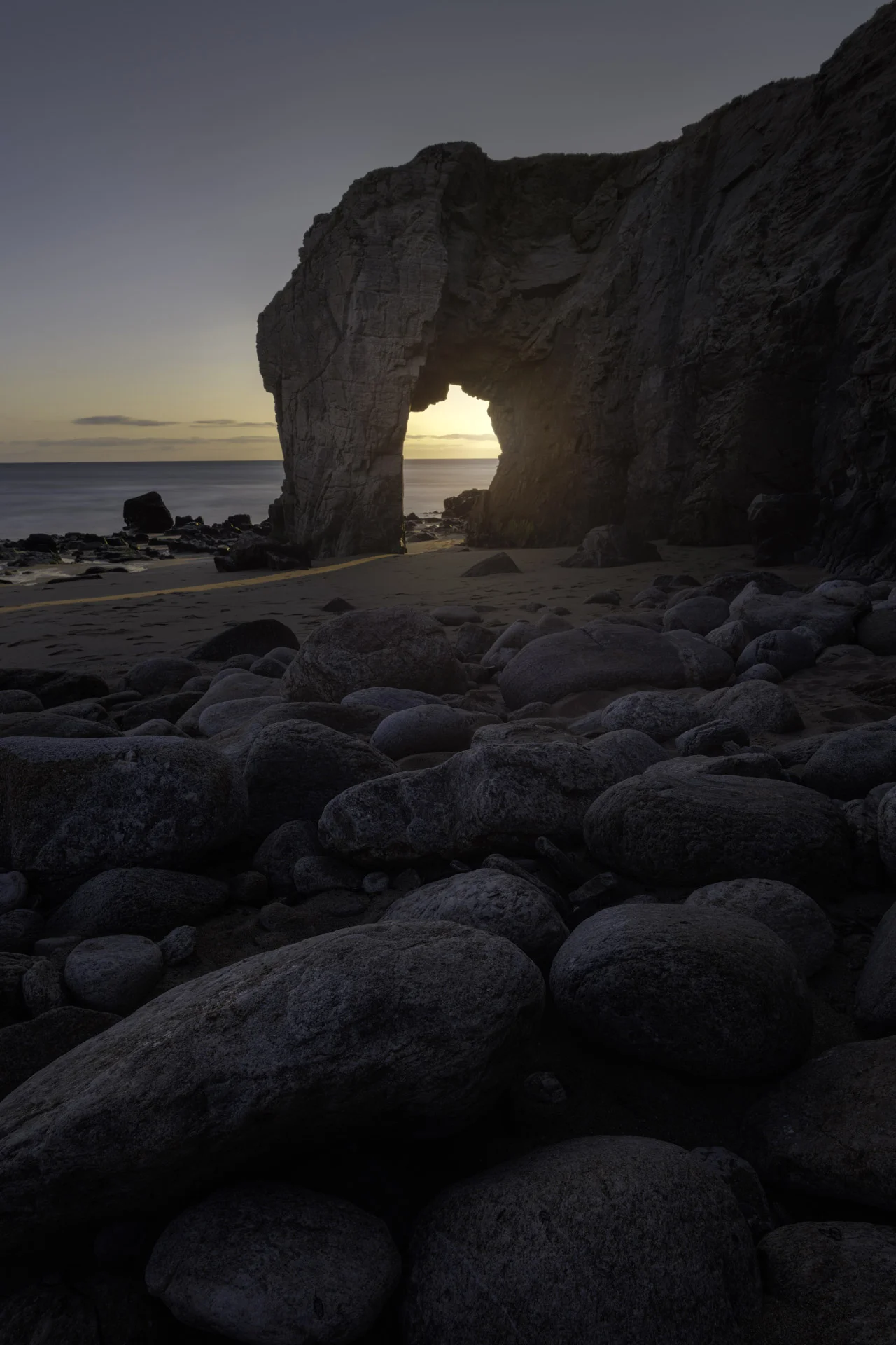 Arch of Port-Blanc at sunset near Quiberon