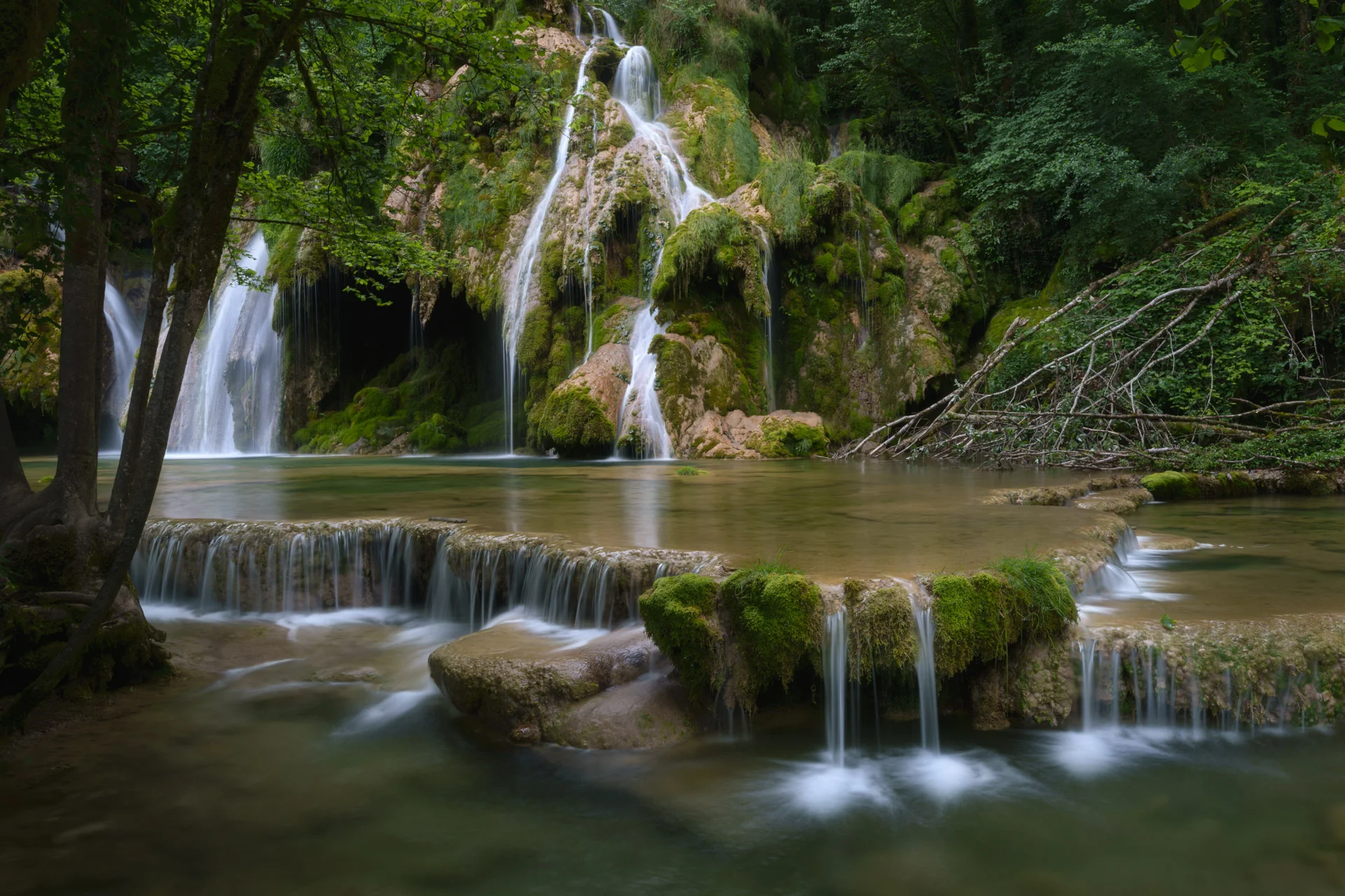 Waterfall of Tufs in Jura at Spring