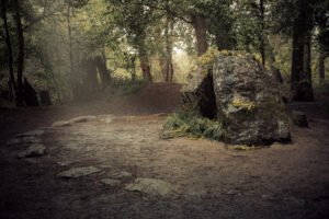 Tombe de Merlin dans la forêt de Brocéliande, France