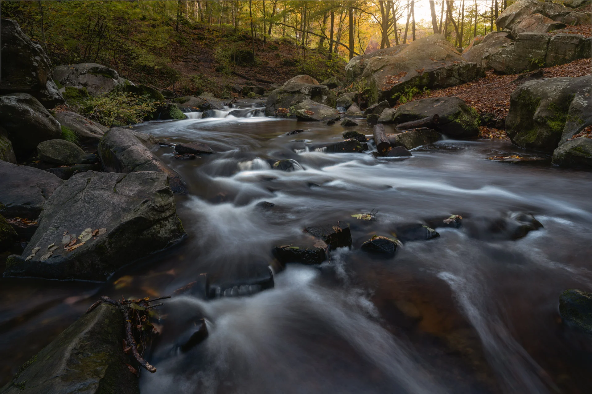 Waterfall of Vaux de Cernay in autumn