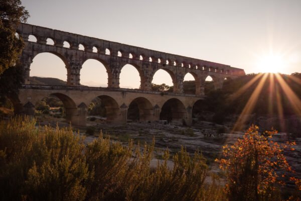 Pont du Gard at sunset